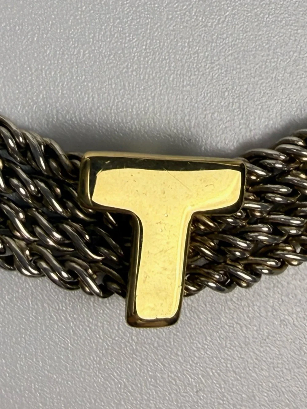 Tiffany & Co. Gold-Tone Braided Chain Necklace with T Accent Bars - Picture 2 of 11